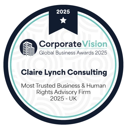 Corporate Vision Global Business Awards 2025 winner — Most Trusted Business & Human Rights Advisory Firm – UK
